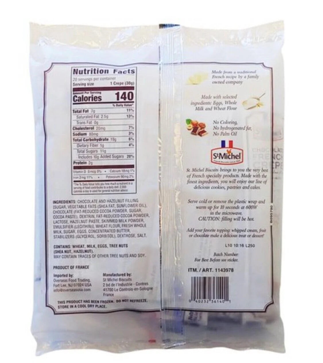 Hazelnut Chocolate French Crepes 20 Ct 21.2 Oz K815364