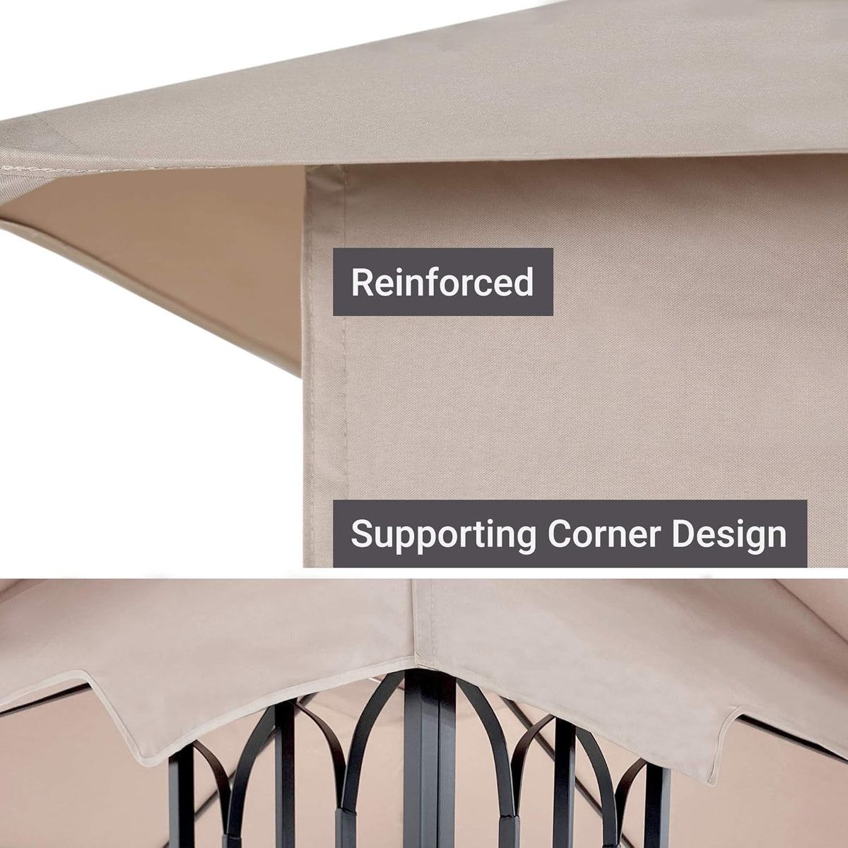 10x10 Outdoor Gazebo with Mosquito Netting Metal Frame Khaki C6646
