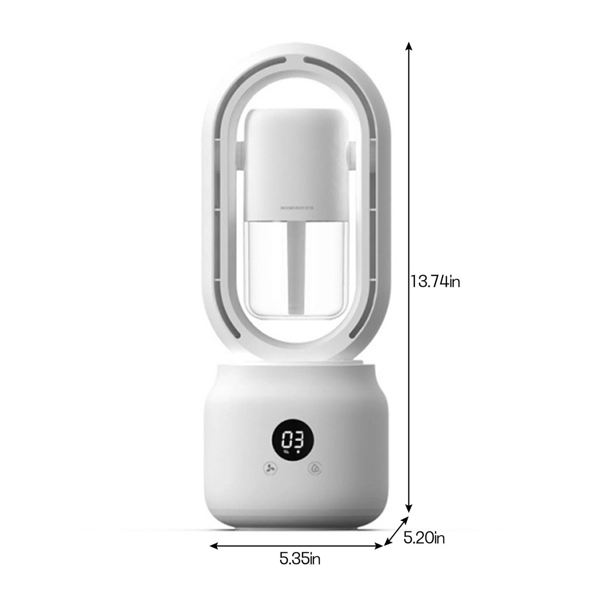 White 3 Speeds Bladeless Tower Fan with Humidifier M70344