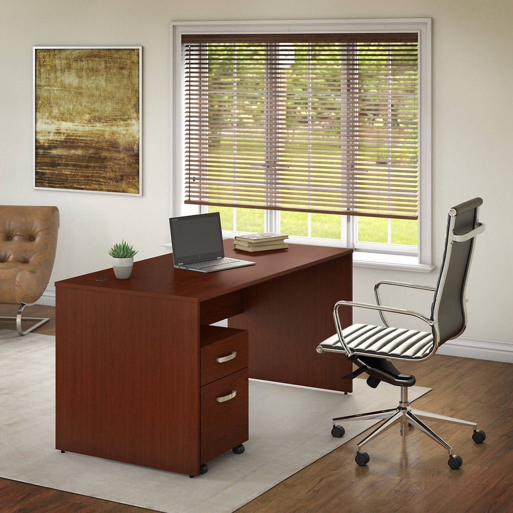 Autumn Cherry Office Desk with Mobile File Cabinet J374