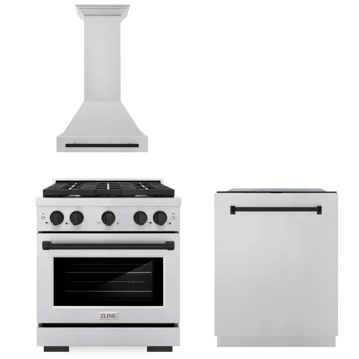 30 In. Gas Range, Range Hood, Dishwasher in Stainless Steel N357305