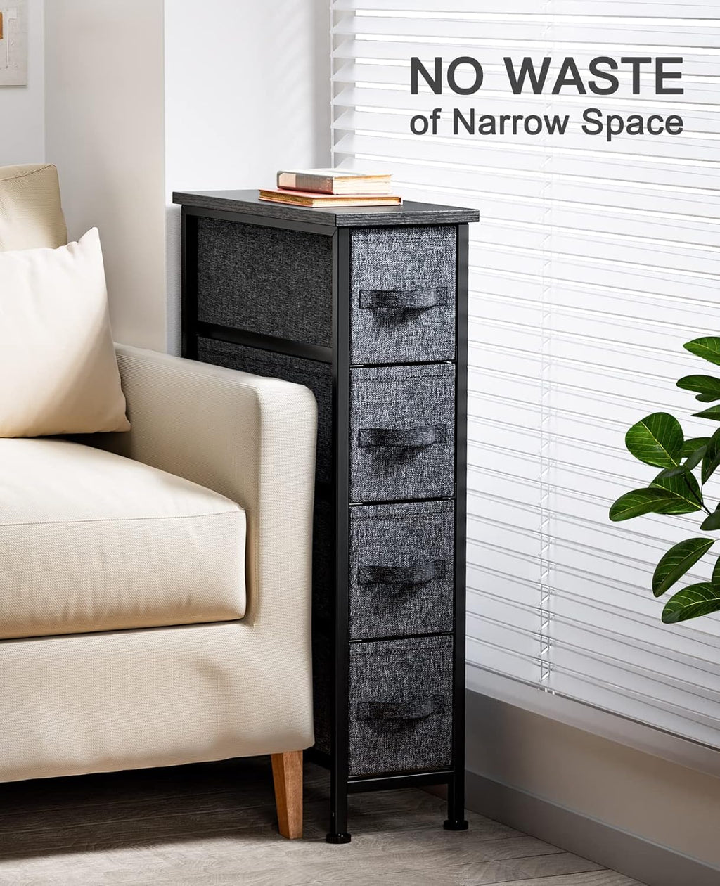 Black Fabric Dresser with 4 Drawer T178751