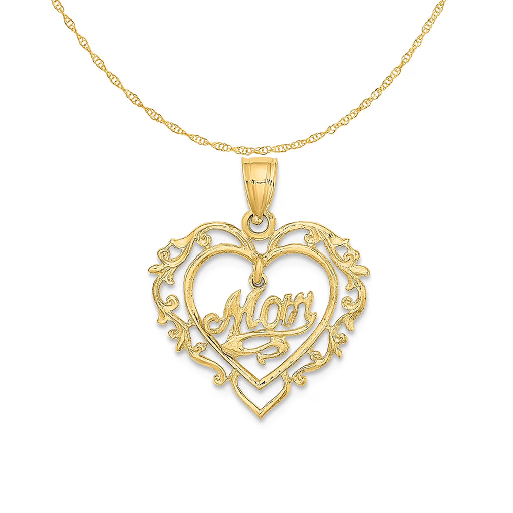 14K Yellow Gold Polished Heart Pendant Charm with 10K Yellow Gold Rope Chain Necklace 18'' E9782