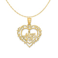 14K Yellow Gold Polished Heart Pendant Charm with 10K Yellow Gold Rope Chain Necklace 18'' E9782