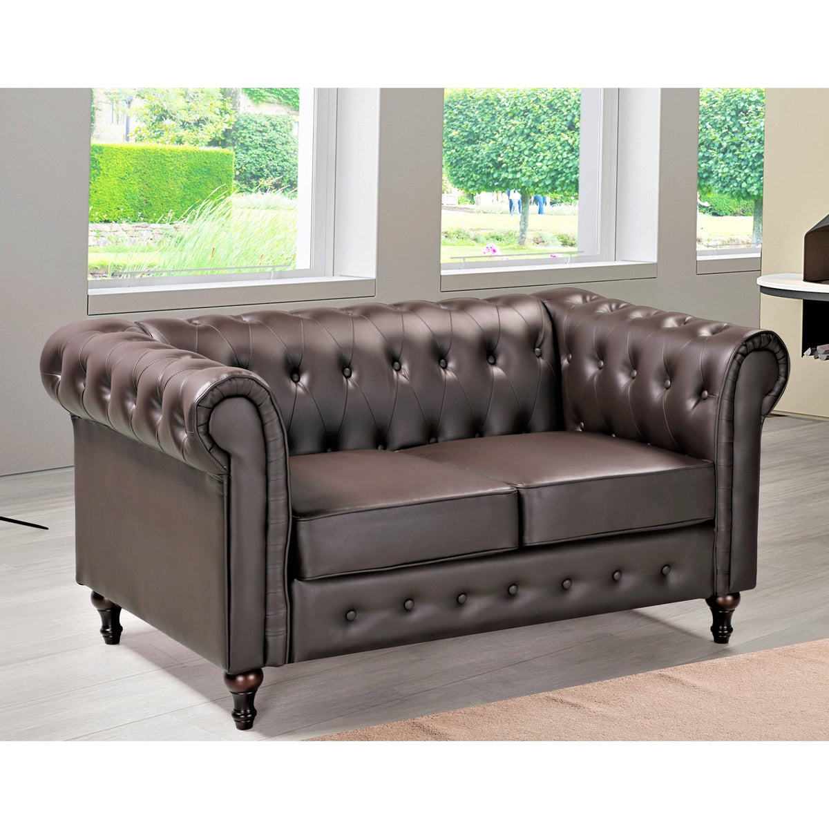 Cream/White Chesterfield Loveseat F440229