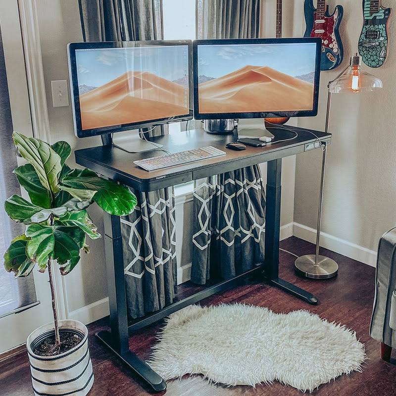 Standing Desk with Drawer Black Chipboard 48 inch W395999