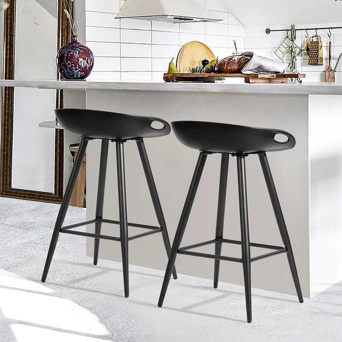 24" Counter Stools Set of 2 Black Q33816