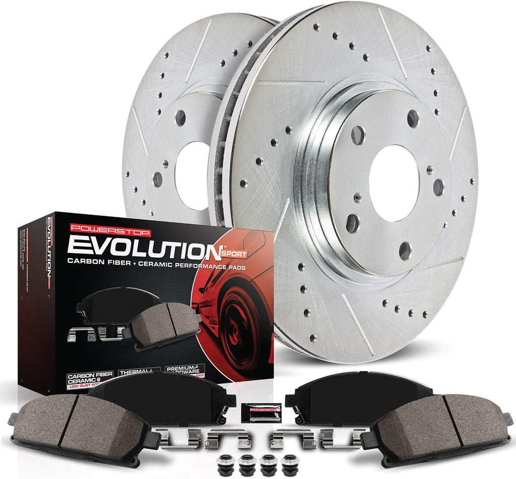 Carbon Fiber Brake Pads with Drilled & Slotted Brake Rotors Kit T122