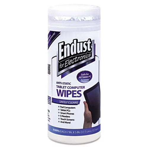 Tablet and Laptop Cleaning Wipes, 5 x 7, Unscented, White, 70/Tub I639