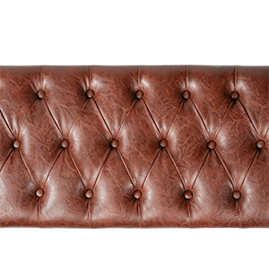 Brown Button Tufted Faux Leather Storage Bench C2204