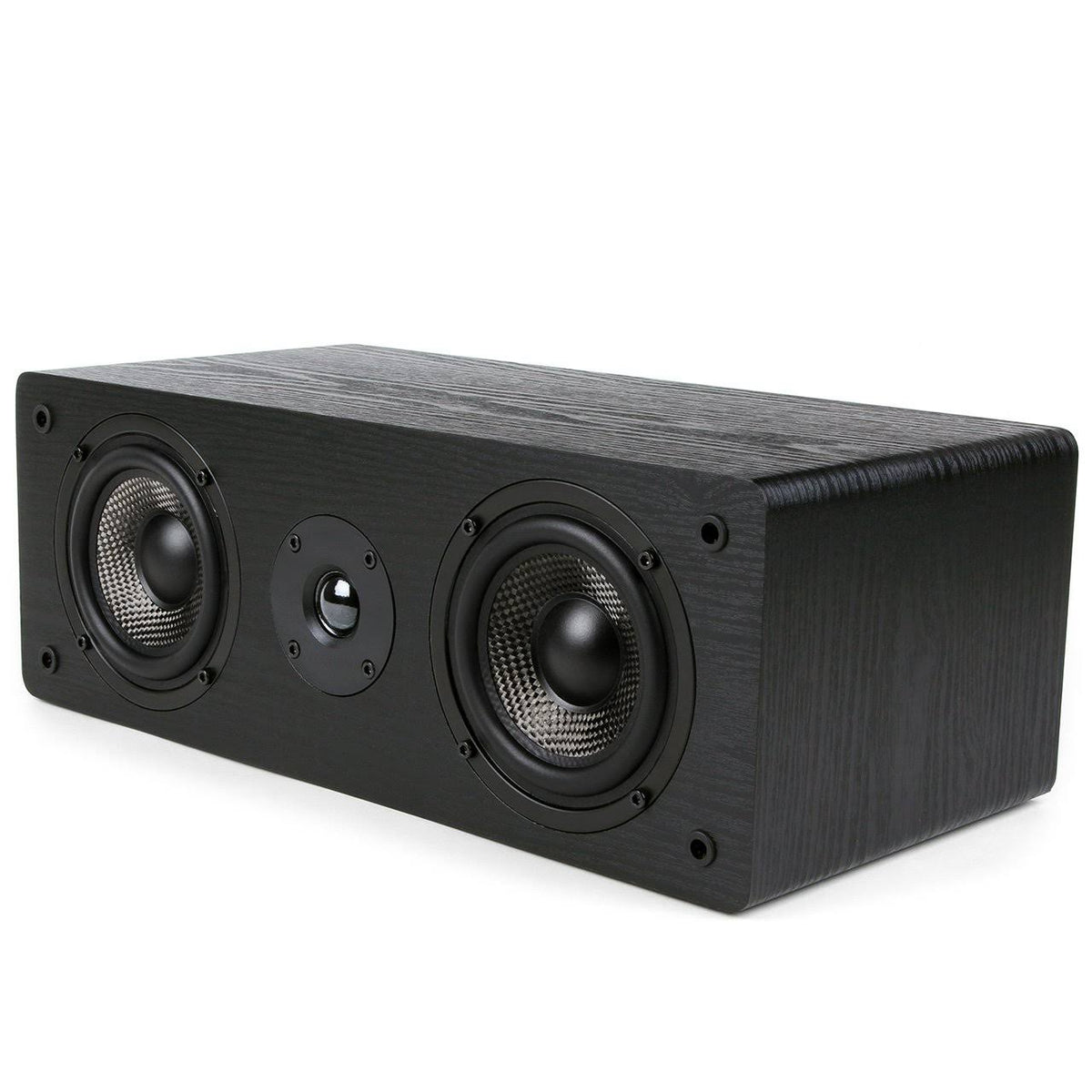Center Channel Speaker with Dual 4-Inch Carbon Fiber Woofer and Silk Dome Tweeter (Black) D640