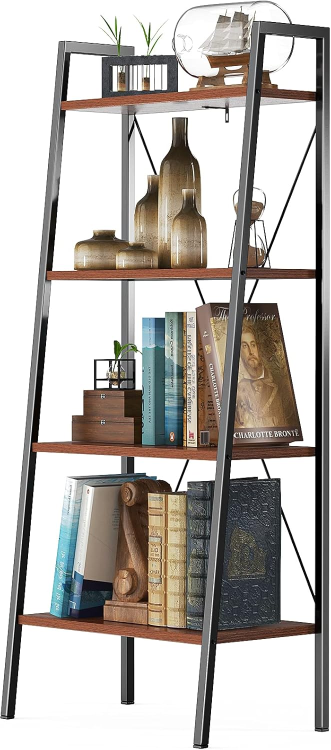 4-Tier Industrial Ladder Bookcase C974
