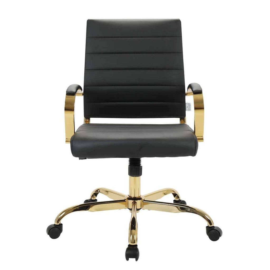 Black Leather Office Chair with Gold Frame J754411