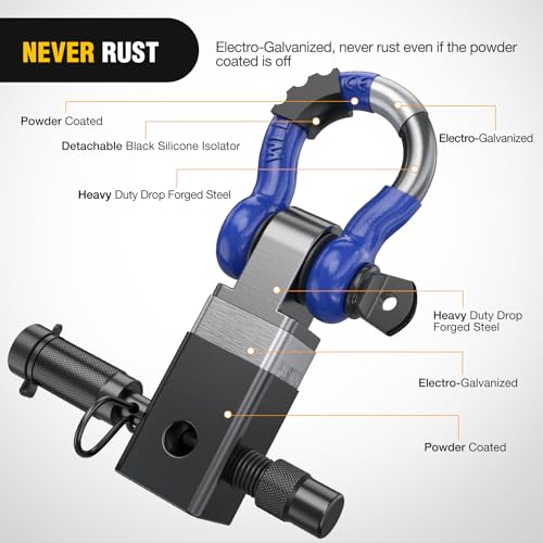 2 Inch Shackle Hitch Receiver with D Ring Shackle and Hitch Pin I3463