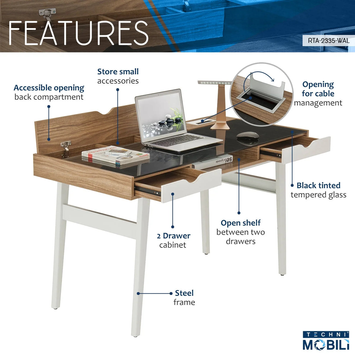 Compact Computer Desk with Storage Y999094