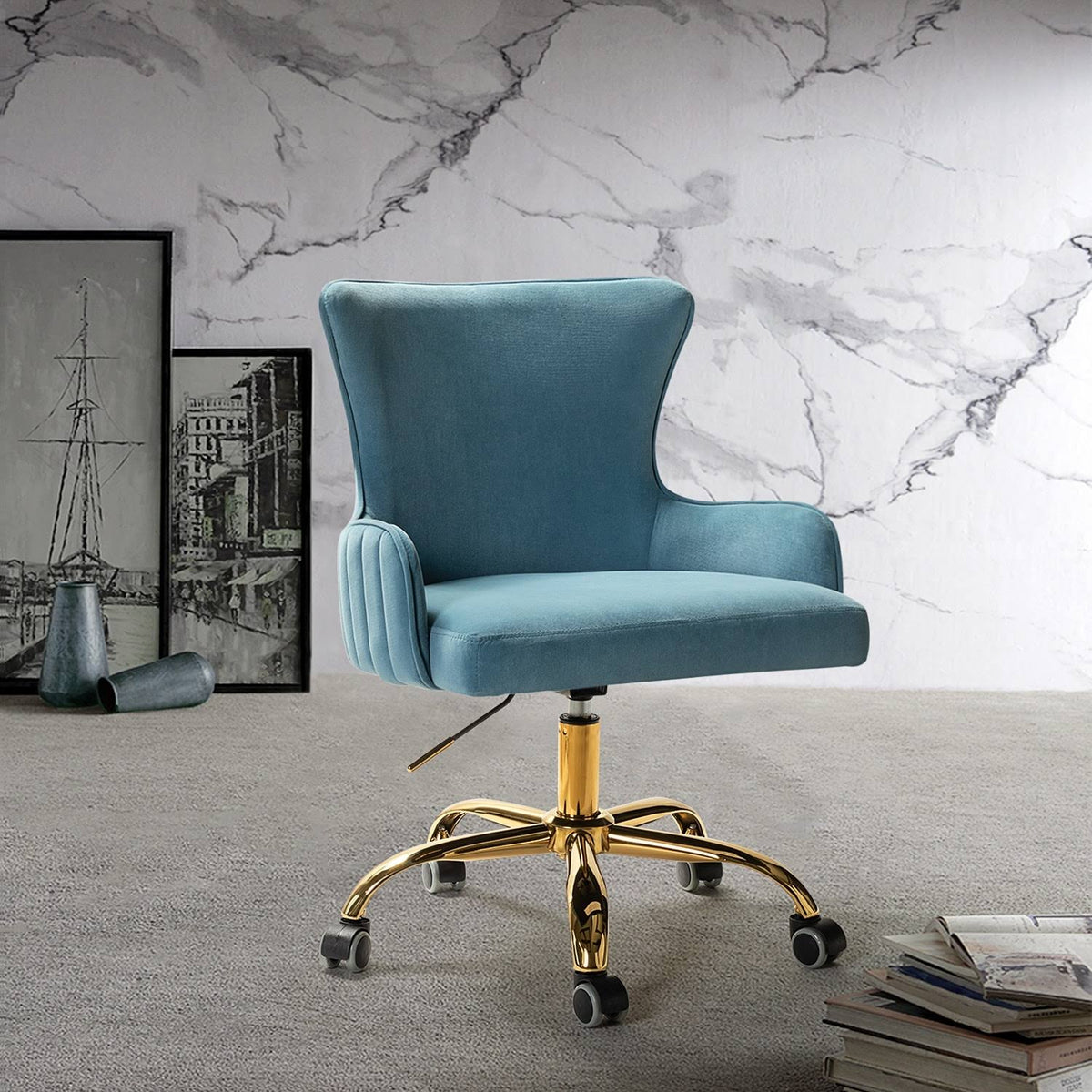 Blue Task Chair with Golden Base L806