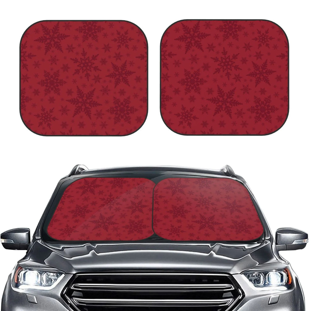 Christmas Red Snowflakes 2 Pack Foldable Car Windshield Sun Shade P955