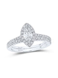 Two-tone Gold Diamond Halo Bridal Ring Set 1 Cttw F336005