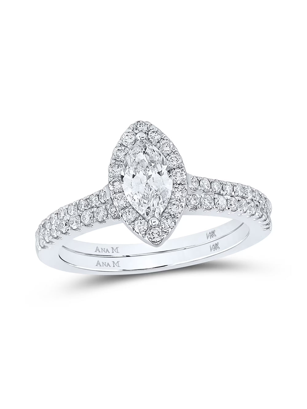 Two-tone Gold Diamond Halo Bridal Ring Set 1 Cttw F336005
