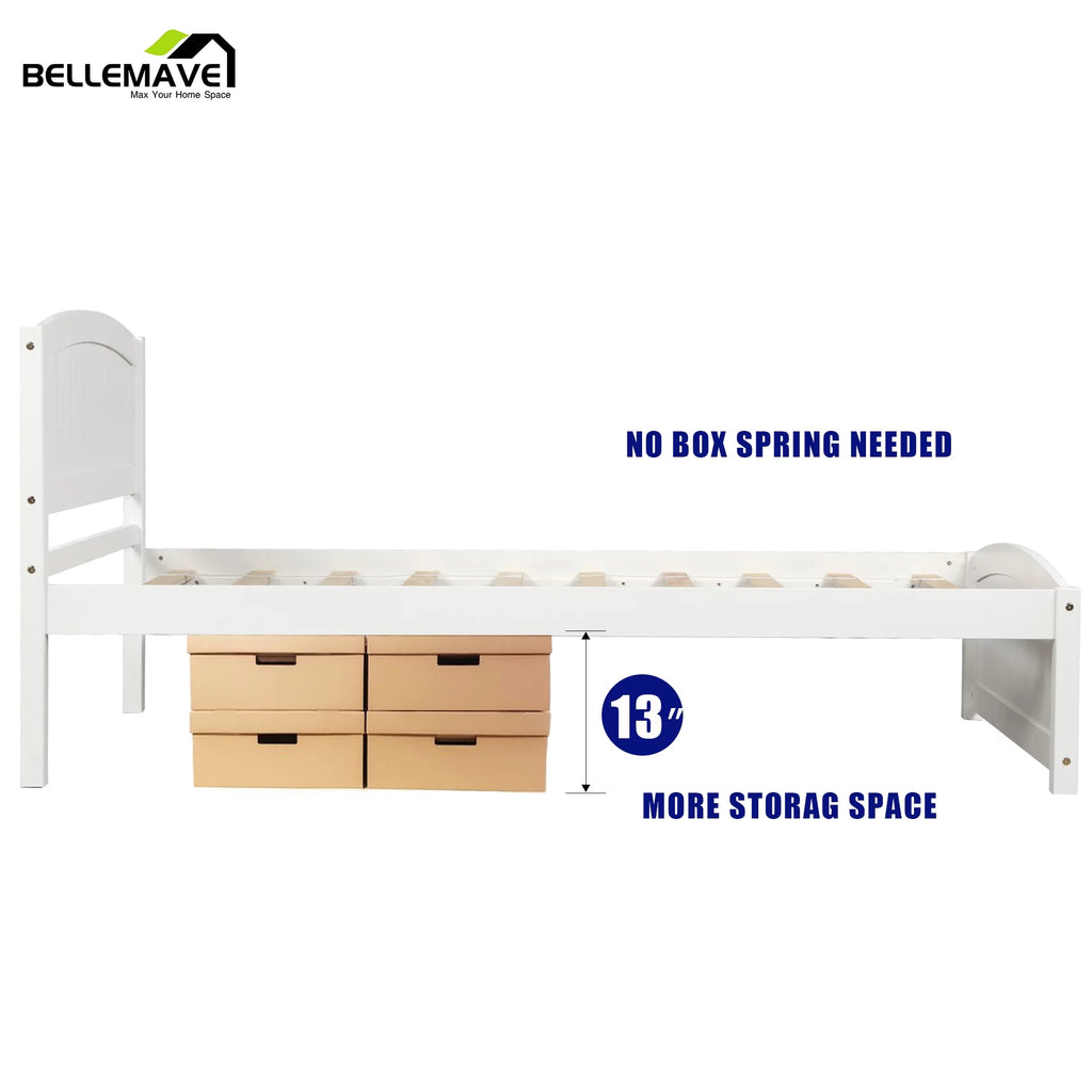 Twin White Wood Kids Platform Bed D798114