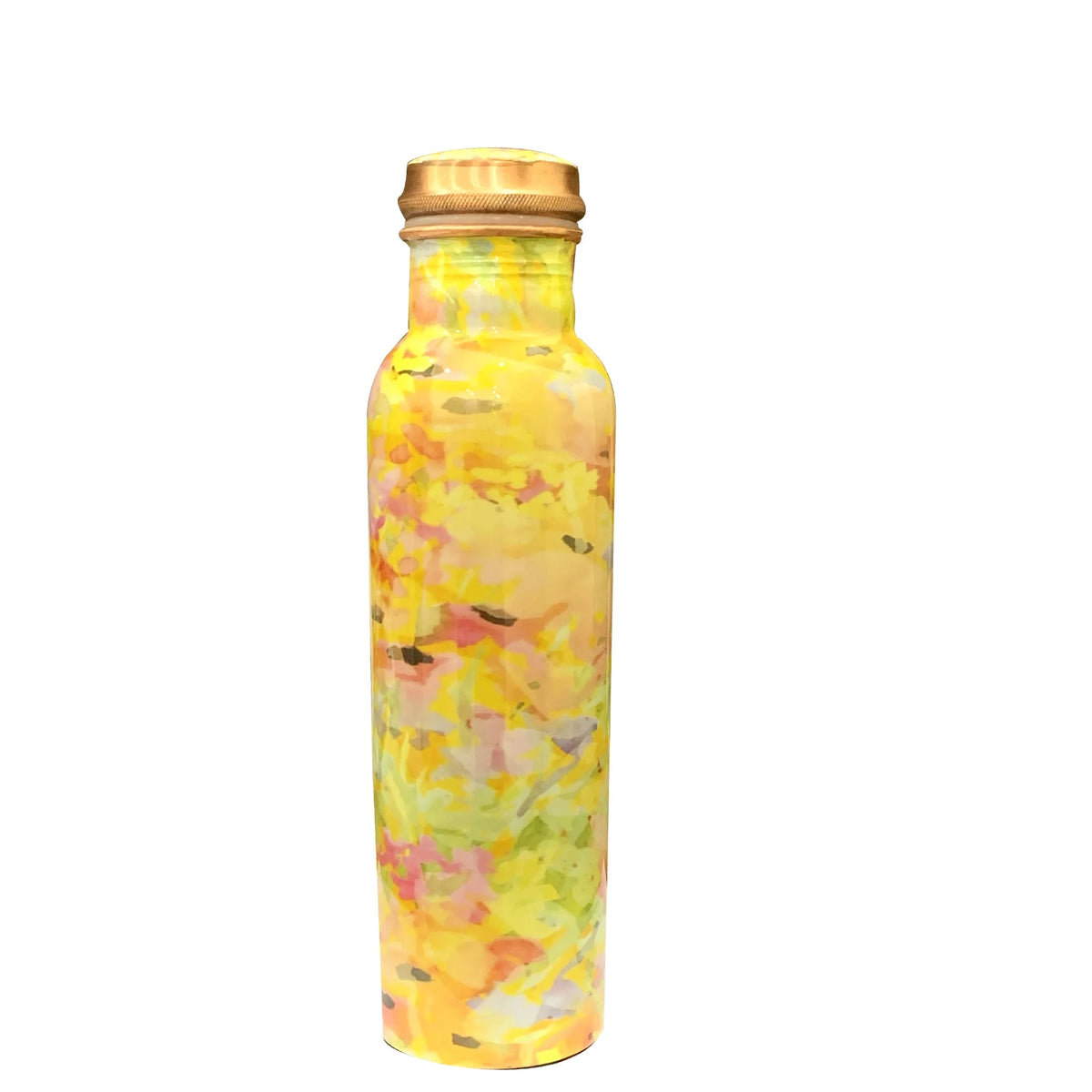 Copper Bottle 1L Yellow Printed Water Bottle With Leak Proof 1000 ml X909414