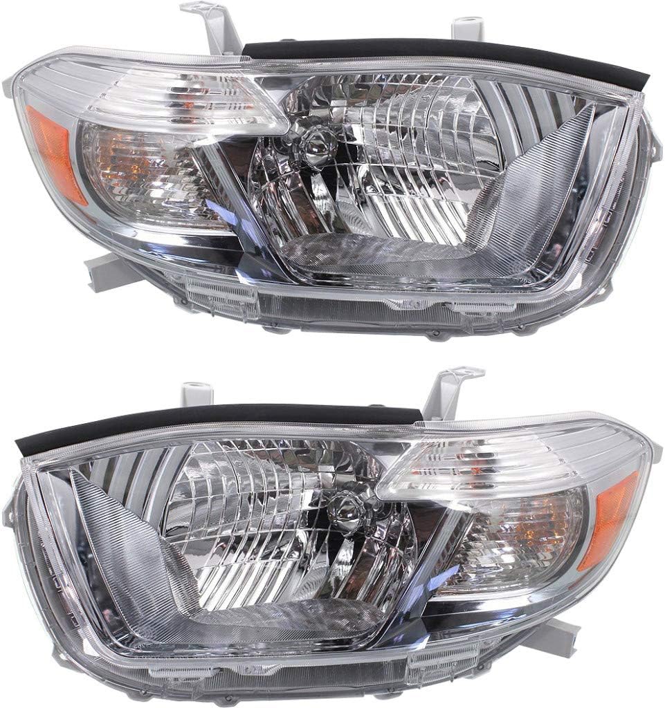 Pair Non Hybrid Headlight for Toyota Highlander 2011 2012 2013 C52082
