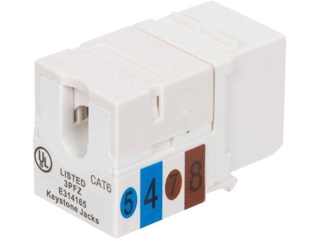 Cat6 RJ45 90-Degree Punch Down Keystone Jack White (100 Pack) R71823
