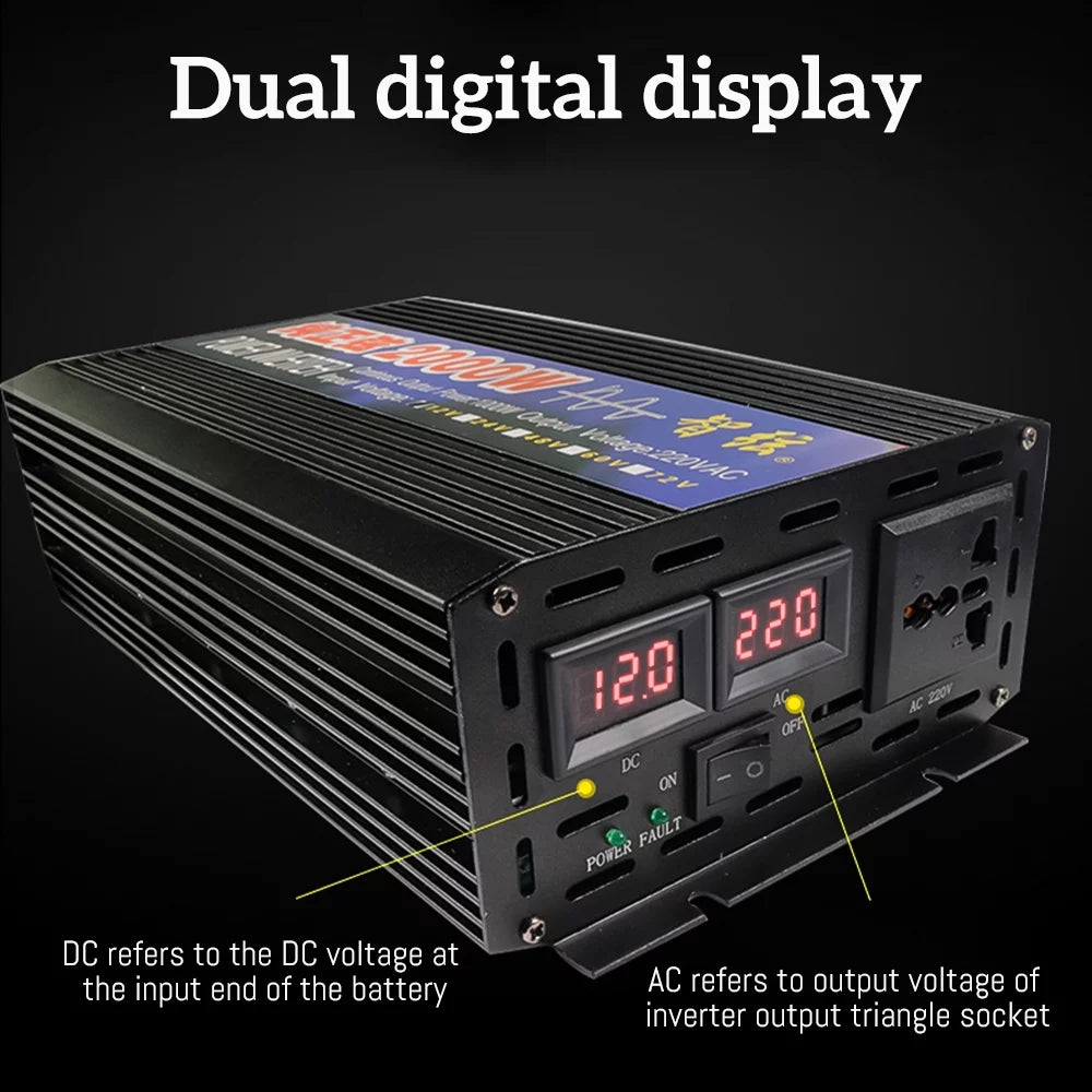 2000 Watts Pure Sine Wave Power Inverter DC 12V to AC 110V with LED Display O671
