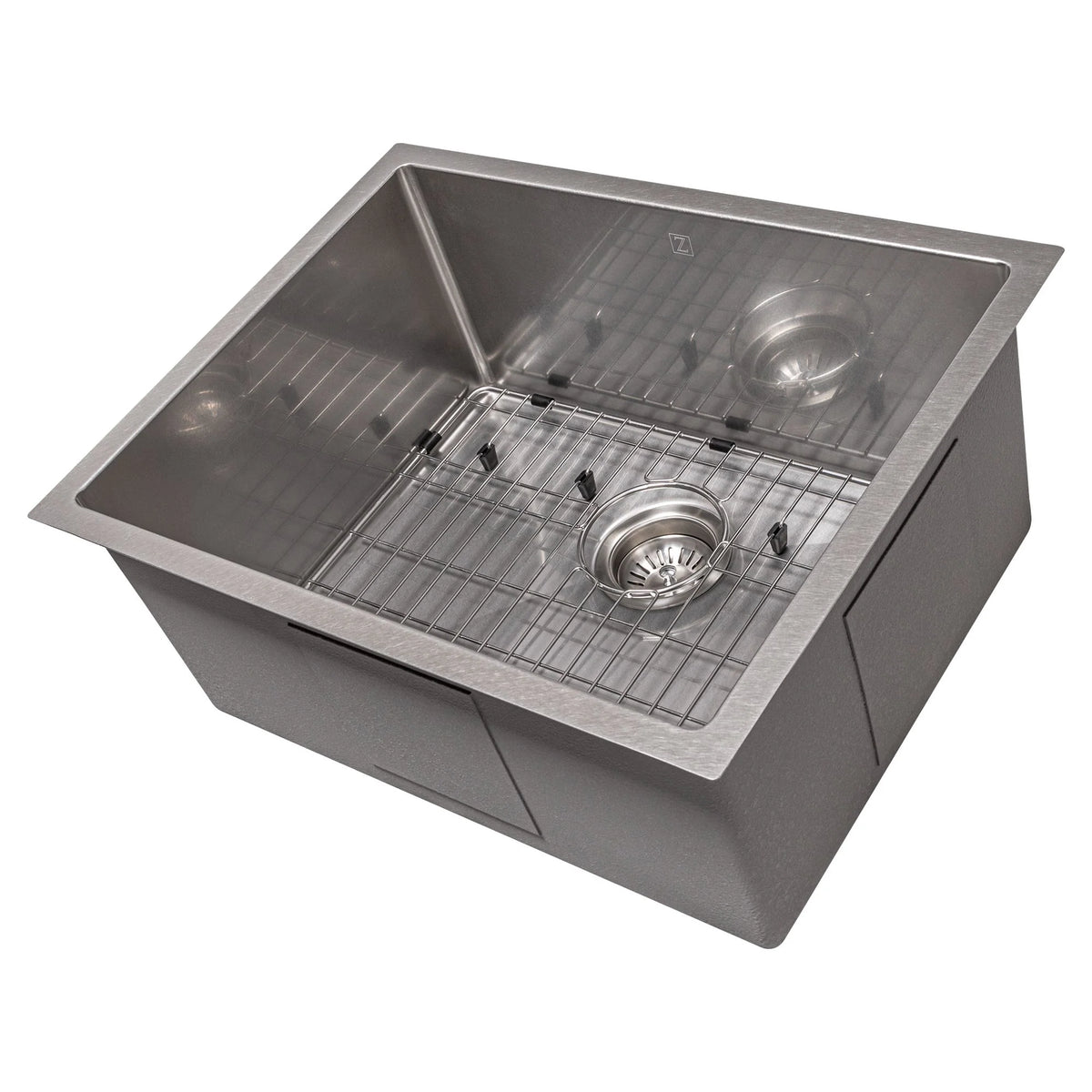 23 in. Undermount Single Bowl Stainless Steel Kitchen Sink with Bottom Grid T46462