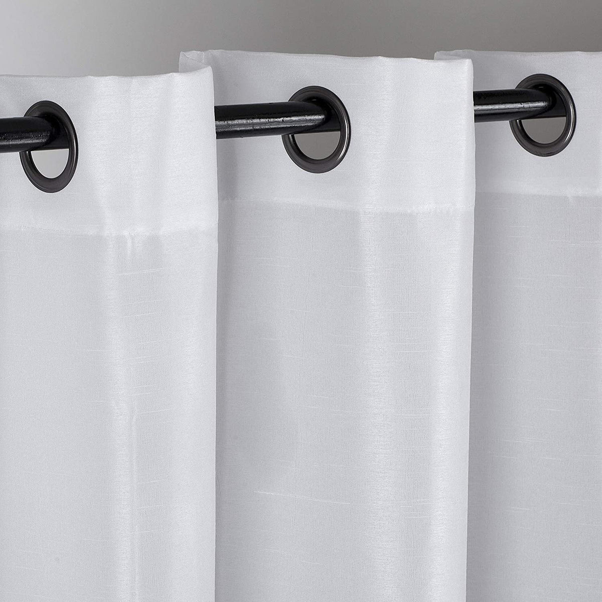 White 2 Panel Faux Silk Solid Curtain Drapes with Bronze Grommet 108" x 63" L E184