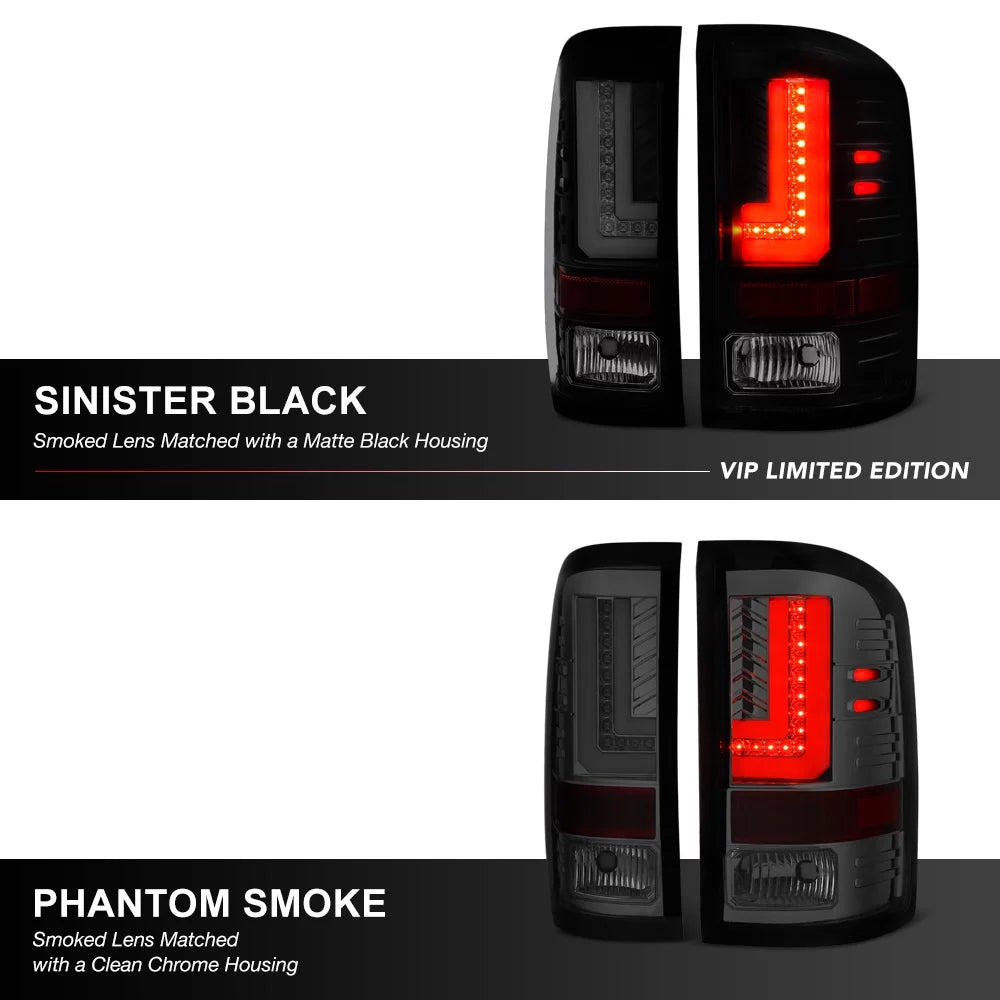 2016-2018 GMC Sierra 1500 LED Tail Lights Matte Black Housing Smoke Lens G52527