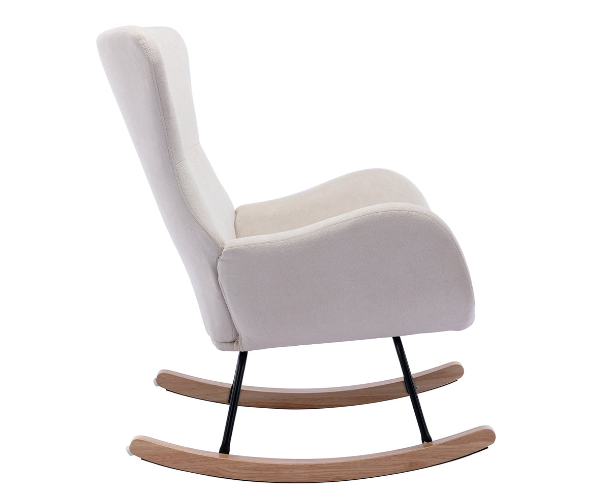 Cream Linen Wingback Rocking Chair R799456