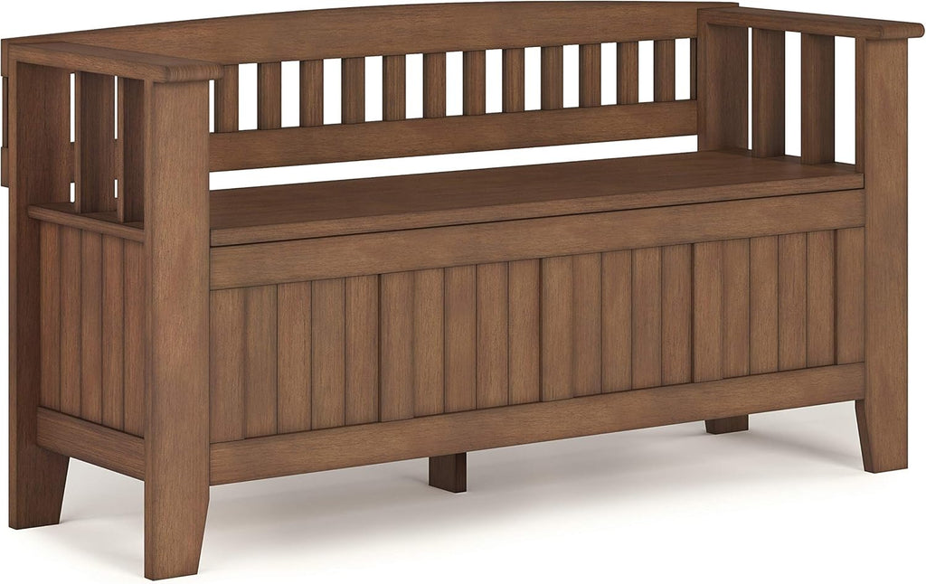 Solid Wood Entryway Storage Bench with Safety Hinge V17469