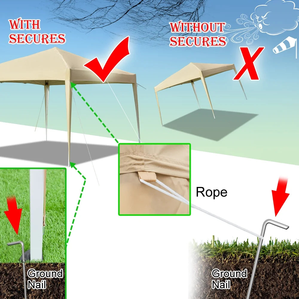 Khaki 10' x 10' Instant Canopy Tent with Carrying Bag M60946