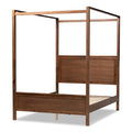 Queen Size Walnut Finished Wood Canopy Bed S217