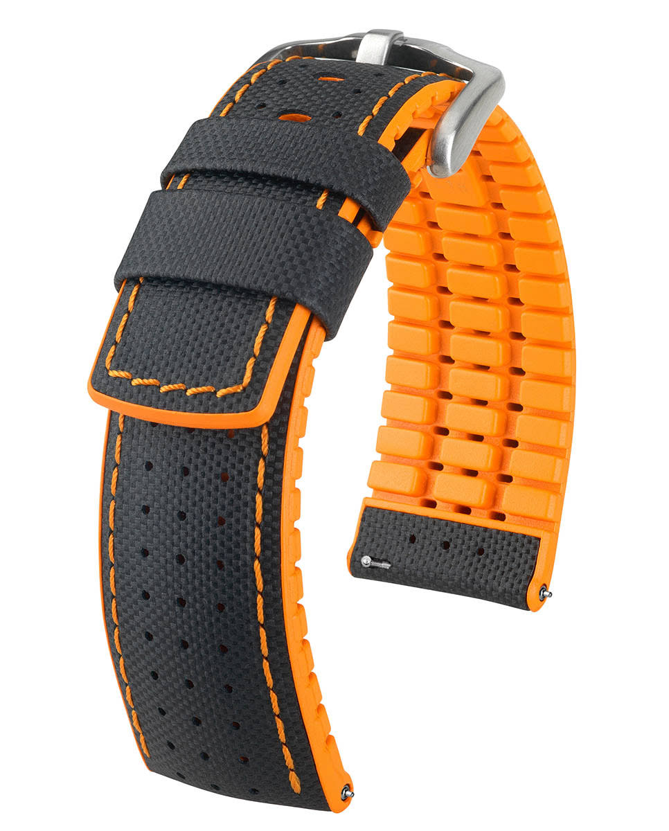 Black Calf Watch Strap with Brushed Silver Buckle R8865