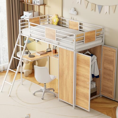 Black Twin Loft Bed with Desk and Storage G177899