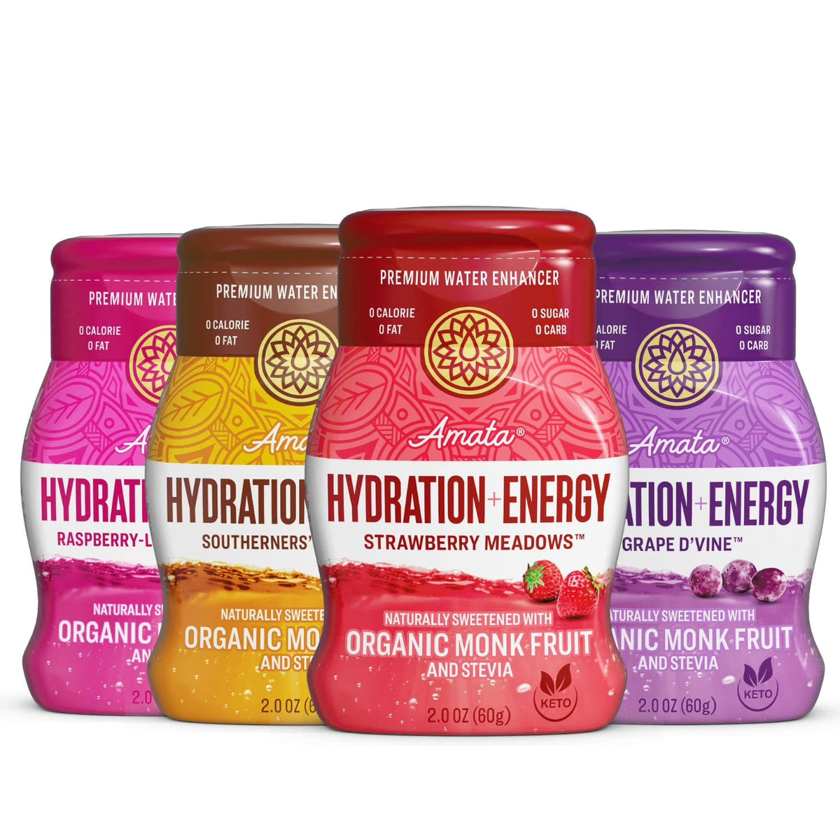 Liquid Hydration Sweetened with Organic Monk Fruit & Stevia, Zero Calories, Low Carb, No Sugar, Vegan, Classic Variety (80 Servings, Pack of 4) D46236