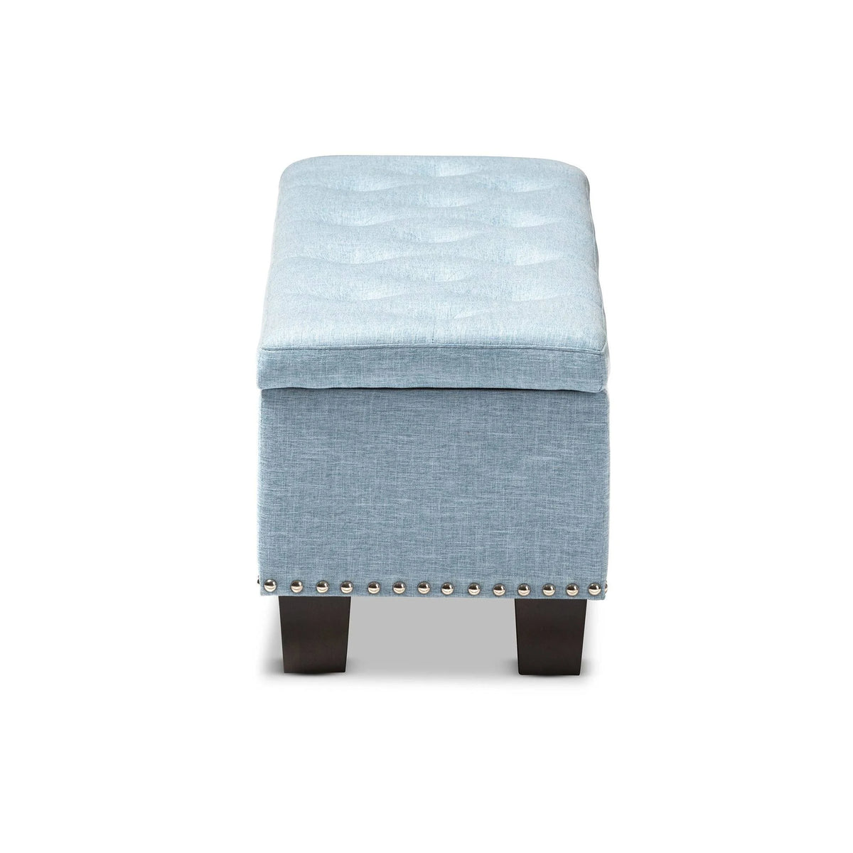 Light Blue Button-Tufted Storage Ottoman Bench L64033