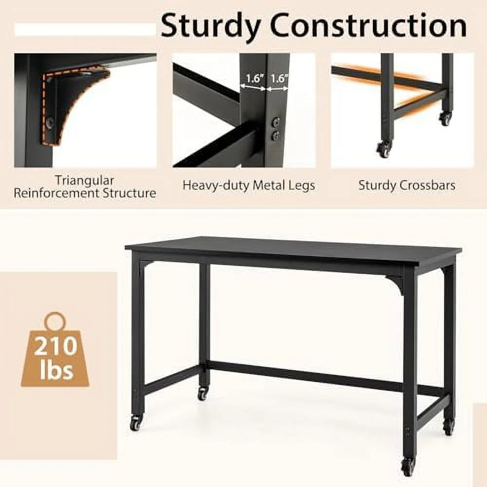 48" Mobile Computer Desk with 4 Casters A39640
