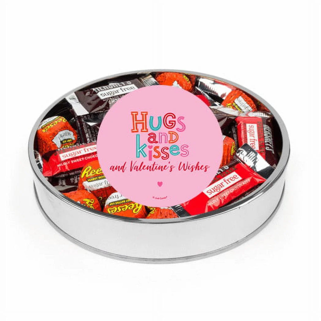 Large Silver Plastic Candy Gift Tin with Sugar Free Chocolate W186