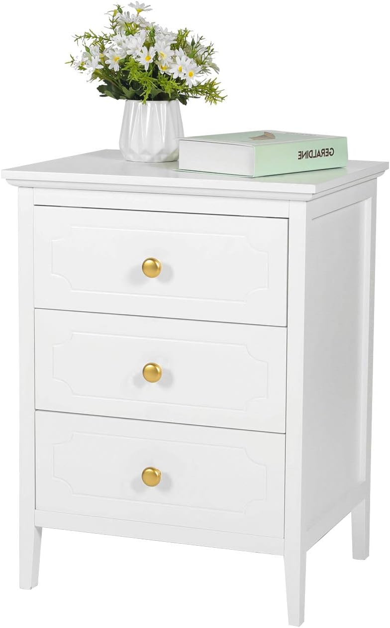 White 3 Drawer End Table 2 Set T419