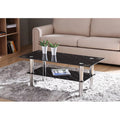 Black Tempered Glass Coffee Table with Stainless Steel Legs G945