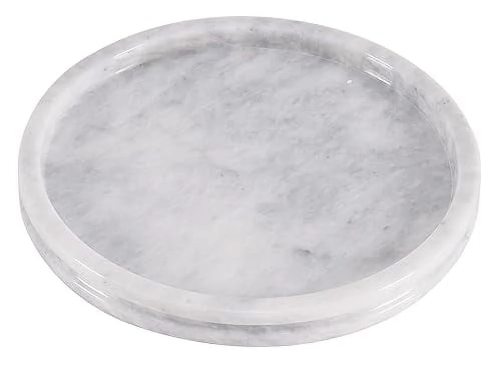 White 10 Inch Marble Round Serving Tray A6895