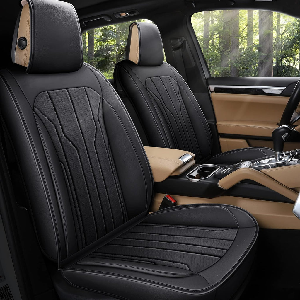 Leather Car Seat Covers, Full Set, Black Red G141025