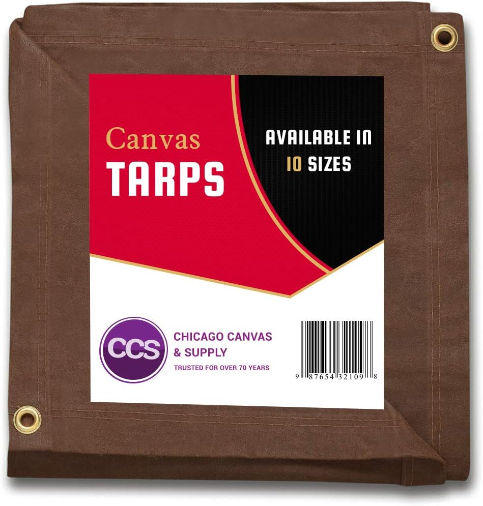 Olive Drab 10 by 12 Feet Waterproof Canvas Tarp with Rustproof Grommets D7536