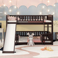 Full Over Full Wood Bunk Bed with Slide N3262