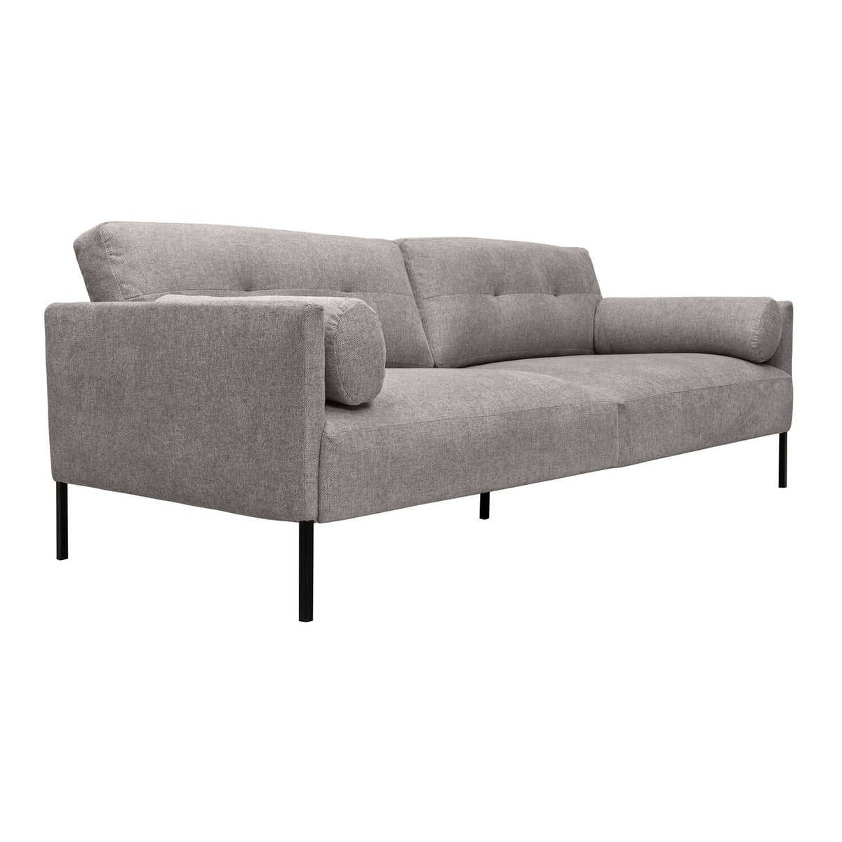 Gray Upholstery Button Tufted Sofa with 2 Throw Pillows U3108