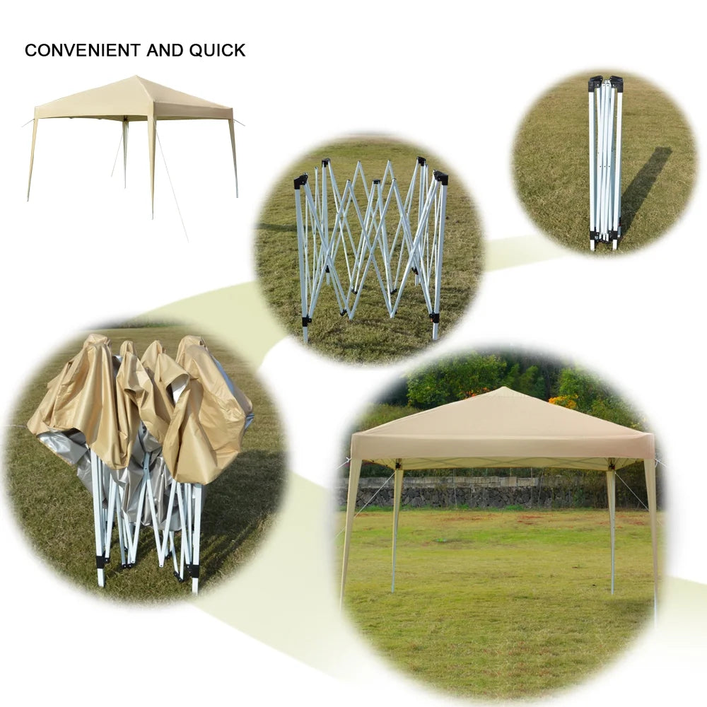 Khaki 10' x 10' Instant Canopy Tent with Carrying Bag M60946