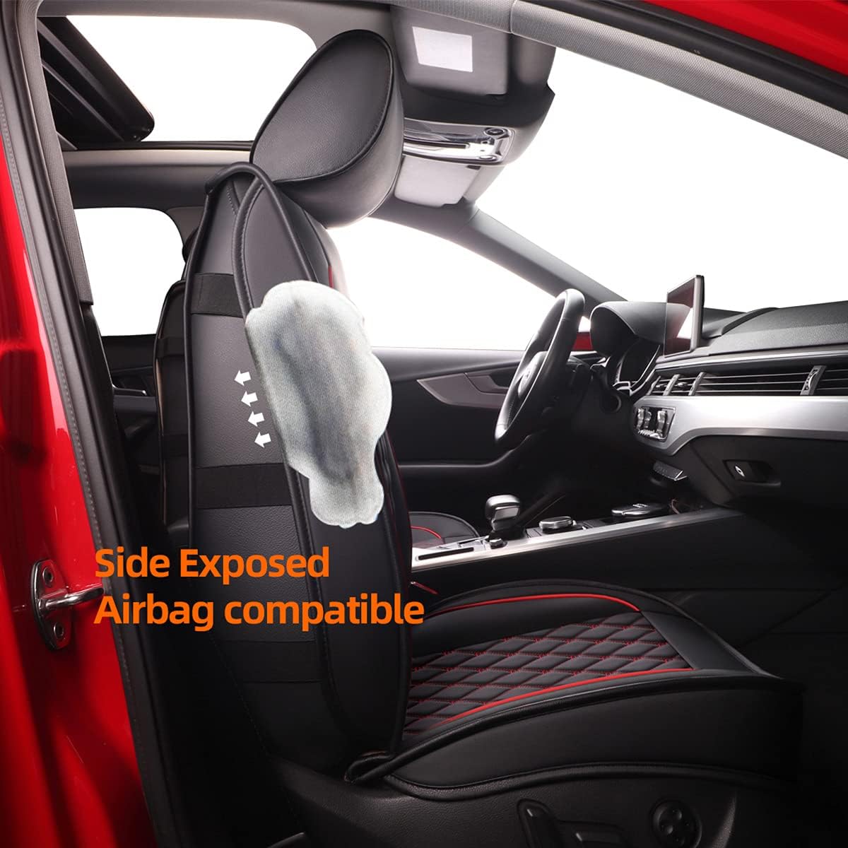 Black Leather Car Seat Covers Full Set M667